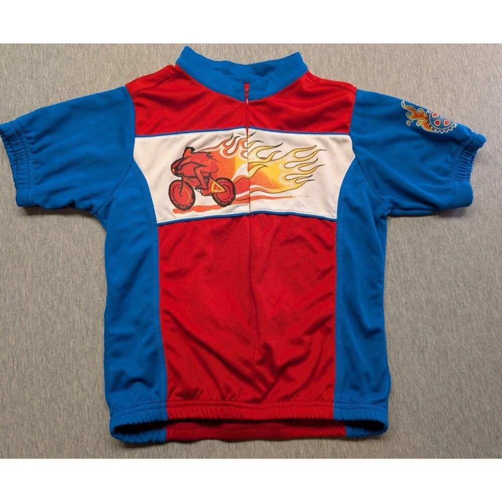 Kanu Bike Boy's Roadster Cycling Jersey Shirt Red And Blue Size Medium